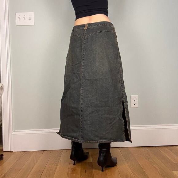Dark denim midi maxi skirt side slit Y2K 90s fits like size medium by Lee - Picture 4 of 8